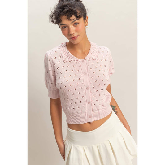 Poppy Button-Up Knit Top