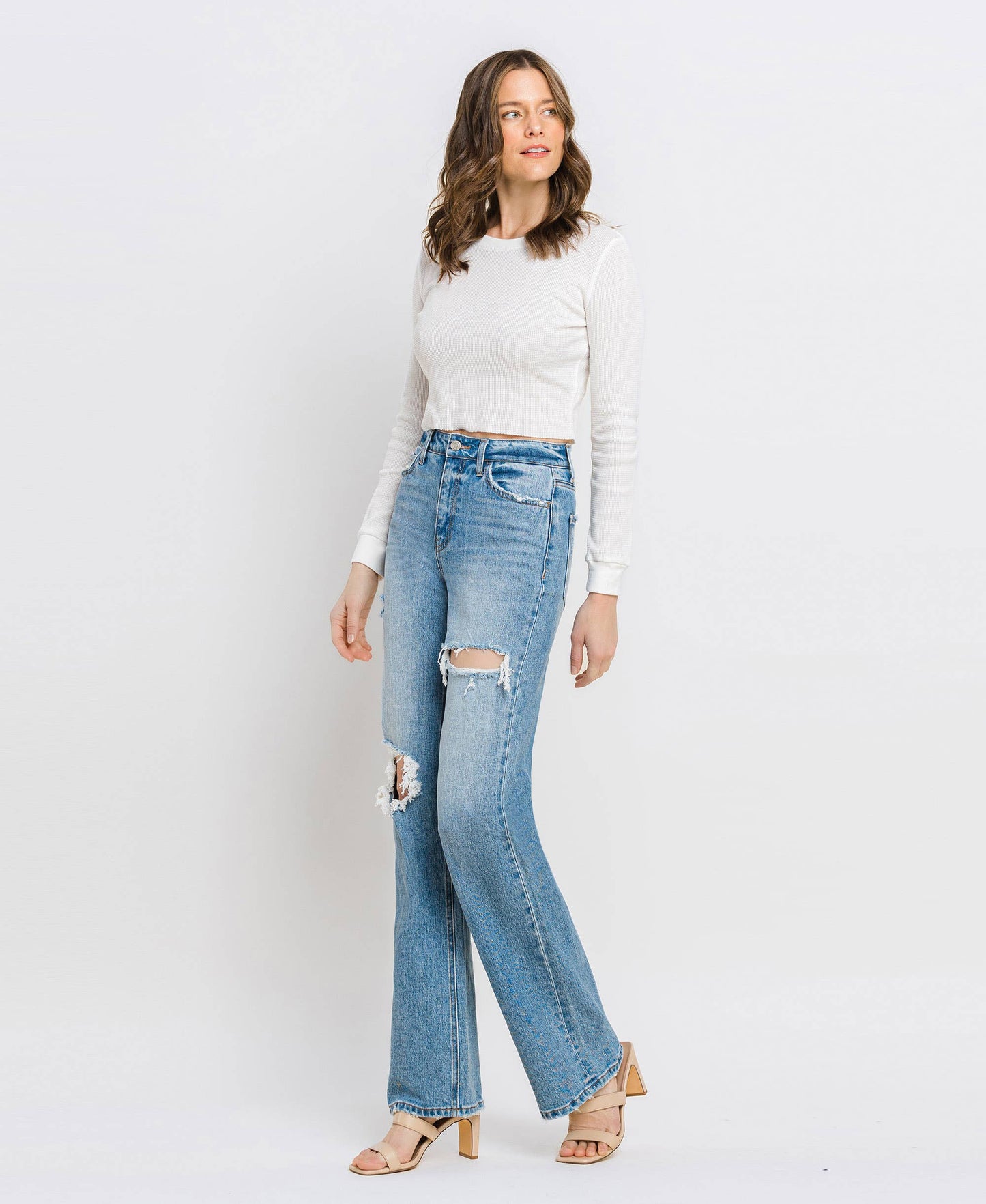Leona Super High Rise Distressed Straight Jean