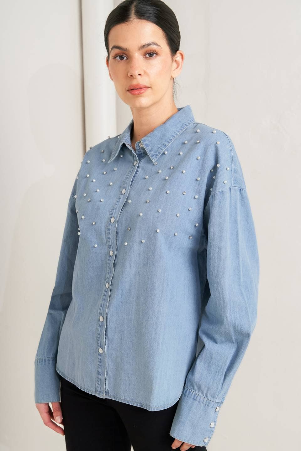 Lexie Embellished Chambray Shirt